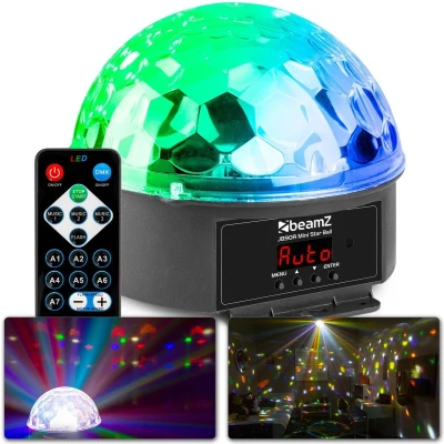 Afbeelding van Mini LED Discobal met Afstandsbediening BeamZ JB90R DMX en Muziekgestuurd