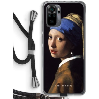 Afbeelding van Case Company® hoesje met Koord geschikt voor Xiaomi Redmi Note 10 Pro The Pearl Earring Telefoonhoesje Zwart Bescherming aan alle Kanten en Over de Schermrand