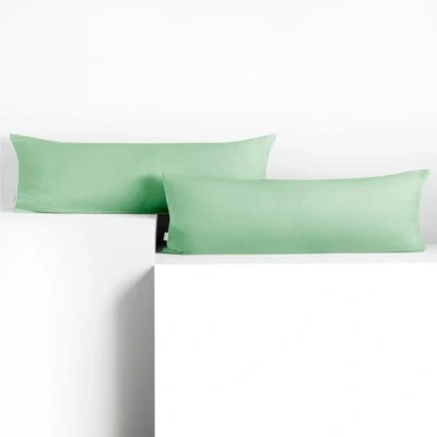 Image de DecoKing 2 taies d&#039;oreiller 40 x 200 cm Coton Fermeture éclair Menthe Ambre