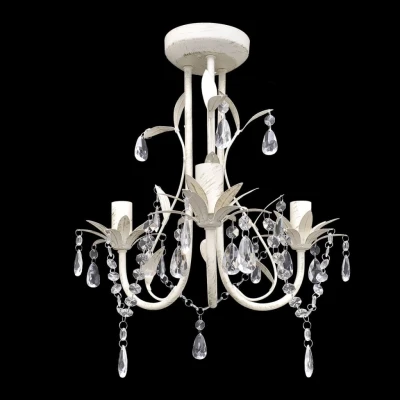 Afbeelding van Kristallen kroonluchter met wit elegant design (3 lampen)