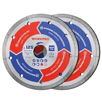 Afbeelding van WORKPRO 2 stuks 125 mm superfijne diamantdoorslijpschijven, 1,2 x 22,23 diamantschijf voor droog en nat snijden van keramiek tegels, accessoires haakse slijper