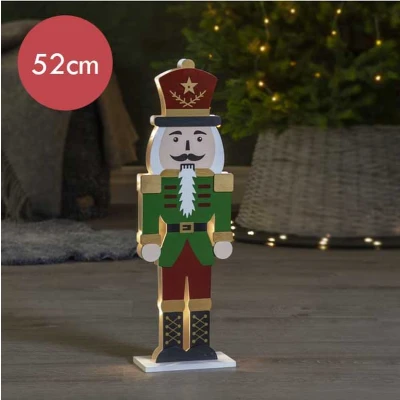 Afbeelding van Notenkraker groen / rood met LED verlichting 52 cm