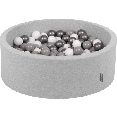 Afbeelding van KiddyMoon 90 x 30 cm/200 ballen, diameter 7 cm, rond, gemaakt in de EU, lichtgrijs: wit grijs zilver