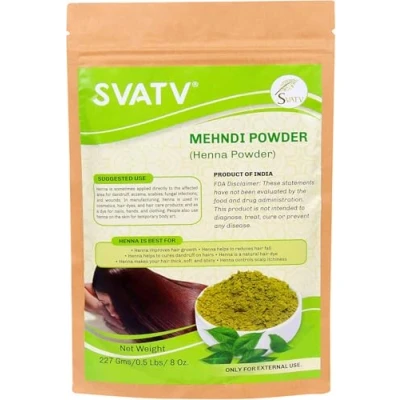 Afbeelding van SVATV Henna Powder (Lawsonia Inermis) Natuurlijke Looking Hair &amp; Glossy Strengthens and Repairs Schade voor Mannen en Vrouwen Haarkleur 227g 08oz