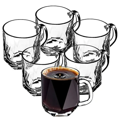 Afbeelding van KADAX Frida set van 6 glazen met handvat voor thee en koffie, dikke theeglazen, bekers koude warme dranken, thee, water (Frida 300 ml)