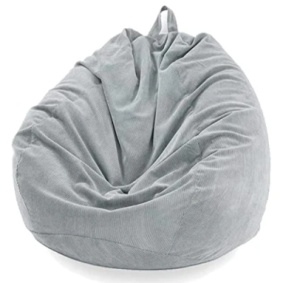 Afbeelding van Chickwin Peer Zitzak, Corduroy Peren Fauteuil zonder Vulling voor Buiten en Binnen Ontspanning, Loungestoel, Slaapkamer Kussen (Grijs, 85x110cm)