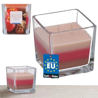 Afbeelding van KOTARBAU® Geurkaars met 2 lonten in kaneelglas, appel twee lonten, aromatherapie cadeau idee, decoratieve kaarsen, brandduur tot 32 uur