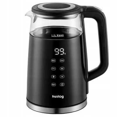 Afbeelding van Huslog Elektrische waterkoker, 1,7 l, met touch temperatuurregeling, 2200 W, zwart