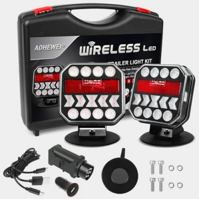Afbeelding van AOHEWEI Draadloze magnetische led achterlichten voor aanhangers, 12 V/24 V, dynamisch, bluetooth, draadloos, met verstelbare zuignapvoet campers, boten, voertuigen, caravans