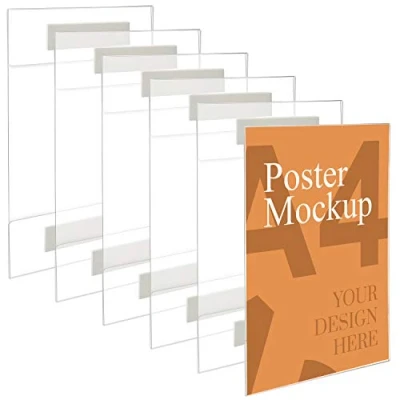 Afbeelding van Kurtzy A4 Adhesieve Muur Poster Houders (6Pak) Universele Muurmontage Barst en Scheur Werend Helder Acryl Plakaat Displays met Tape Kantoor, Winkel &amp; Restaurant Boren Niet Nodig