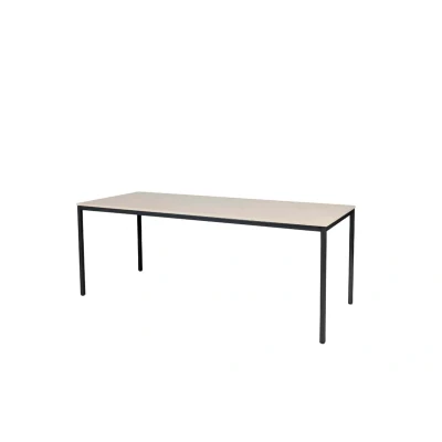 Afbeelding van Domino Basic bureautafel, vaste hoogte met 200x80cm robson eiken 25mm blad en zwart (RAL9005) 4 poot frame