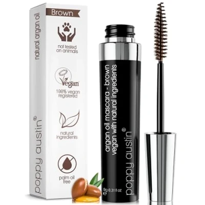 Afbeelding van Poppy Austin Mascara Vegana Bruin Volume e Lunghezza Waterproof Volumizzante Delicato Ipoallergenico, Biologico Cruelty Free, ideaal voor Occhi Sensibili (9 gram, bruin)