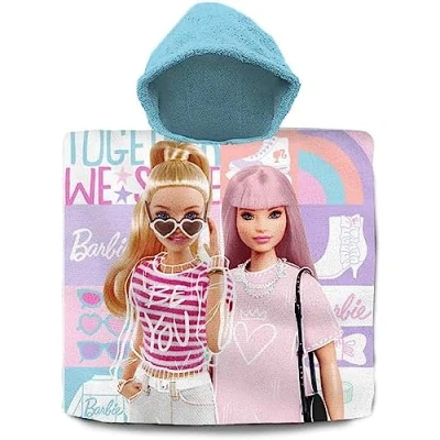 Afbeelding van Barbie Baddoek Poncho (60x60cm) 100% katoen