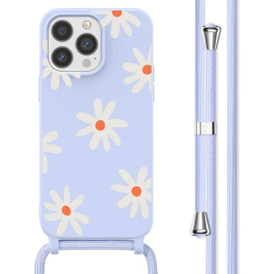 Afbeelding van imoshion hoesje Geschikt voor iPhone 13 Pro Max met koord Siliconen design Meerkleurig / Lila Flower Distance
