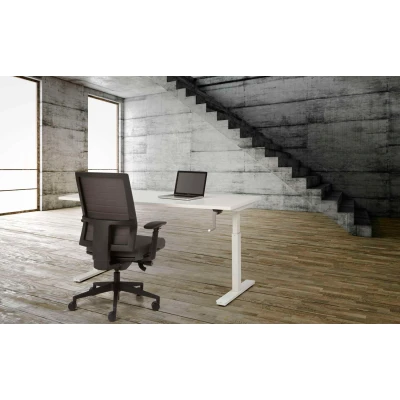 Afbeelding van Bureau Teez Slinger zit/sta verstelbaar breed 120CM diep 80CM bladkleur Havanna framekleur Antraciet (Ral 7016)