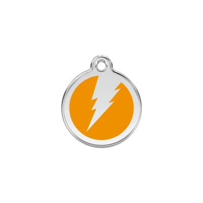 Afbeelding van Flash Orange roestvrijstalen hondenpenning small/klein dia. 2 cm RedDingo