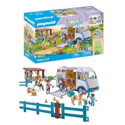 Image de Playmobil Le Poney Club 71493 Van pour cheval et poneys avec enclos