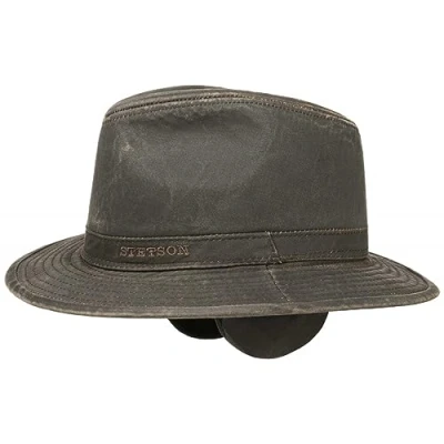 Afbeelding van STETSON Berico Ear Flaps Traveller Herenhoed van stof voor de winter met oortelefoons, voering, herfst winter, Bruin