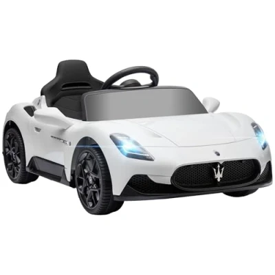 Afbeelding van AIYAPLAY Maserati MC20 gelicentieerde elektrische auto voor kinderen, 12 V, met afstandsbediening 2,4 G, softstart, led, muziek en claxon, veerophanging, 3 tot 6 jaar, wit