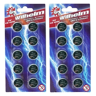 Afbeelding van Wilhelm CR2032 Lithium knoopcellen, 3 V, CR 2032, 20 stuks