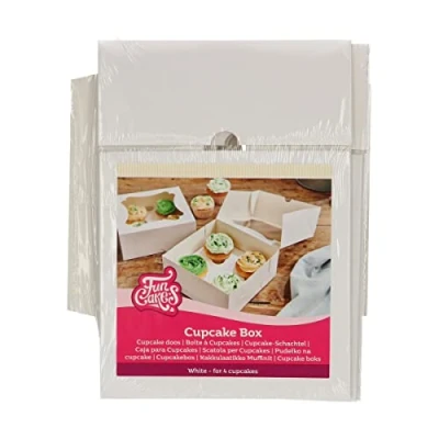 Afbeelding van FunCakes Cupcake Doos voor 4 Cupcakes of Muffins Taartdozen Wit 3 Stuks