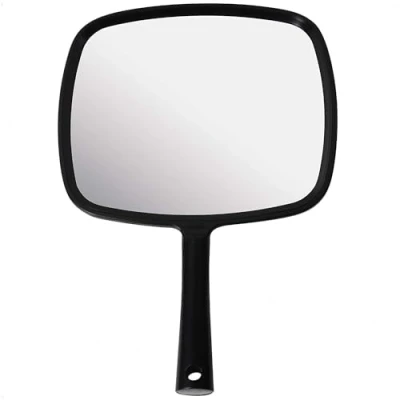 Afbeelding van Mirrorvana Handspiegel met Handvat Kleine Cosmetische Spiegel en Kappersspiegel voor Make up, Cosmetica, Kapsels Plat 20cm B x 28cm L (Zwart)