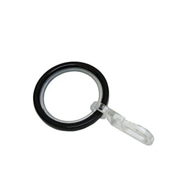 Afbeelding van GARDINIA Chicago 31035 10 pack metalen gordijnringen voor 20mm diameter roedes met glijders en plooihaken, zwart