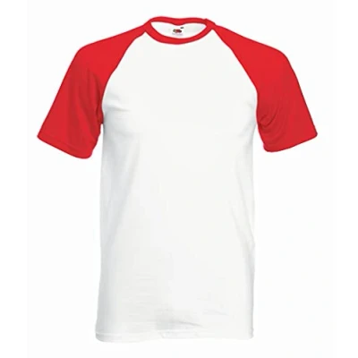 Afbeelding van Fruit Of The Loom Heren Baseballshirt Met Korte Mouwen (Wit/Rood) Maat S