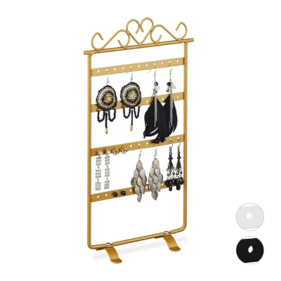 Afbeelding van Relaxdays oorbellenrekje oorbellenhouder oorbellen display sieradenhouder goud