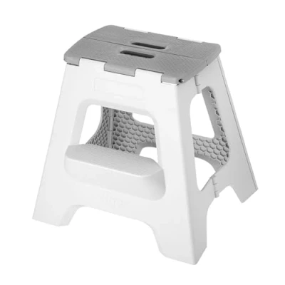 Afbeelding van Vigar Compact tweetraps opstapkruk inklapbaar 40 cm met handgrepen, grijs, 43x39x40