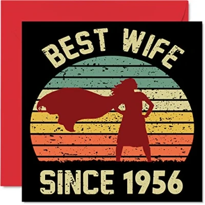 Afbeelding van Kaart voor 68e huwelijksverjaardag vrouwen van echtgenoot Beste vrouw sinds 1956 Cadeau partner, 145 mm x