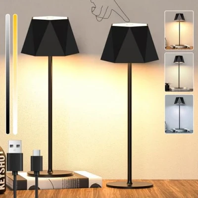 Afbeelding van Tafellamp met accu, led, dimbaar, draadloos, touchscreen, tafellamp, oplaadbaar, USB C, led bureaulamp in waterdicht, IP44, voor binnen en buiten, 2 stuks
