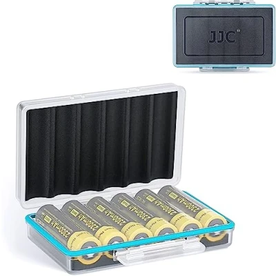Afbeelding van JJC 18650 batterijbehuizing voor 6 x batterijen en alle van vergelijkbare grootte, draagtas