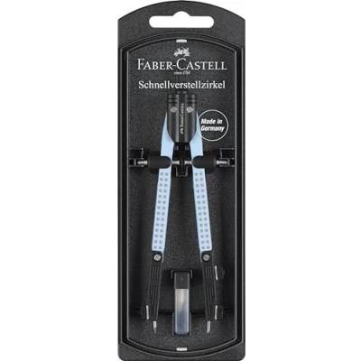 Afbeelding van Faber Castell 574454 Grip Sky Blue snelverstelpasser met inklapbare beugels, reserveonderdelen en vullingen