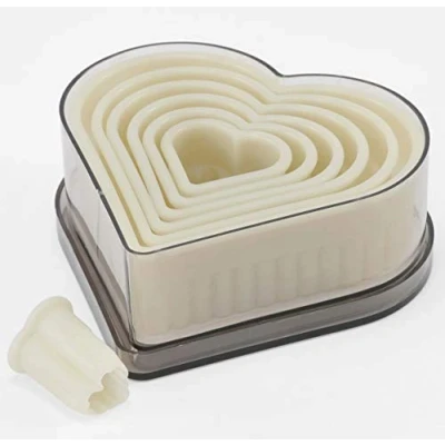 Afbeelding van thermohauser 7 stuks uitsteekvormen van nylon met golfhart, 2,5 11,2 cm, wit