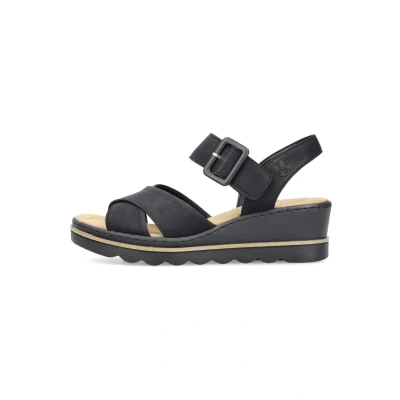 Afbeelding van Rieker mode sandalen dames 67463, zwart.