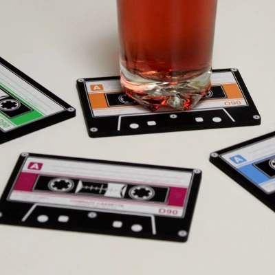Afbeelding van Cassettebandjes Onderzetters (Set Van 4)