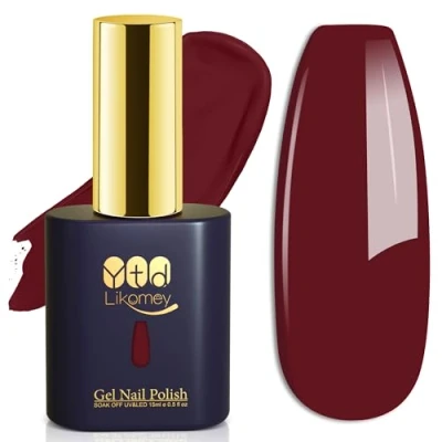 Afbeelding van YTD Likomey Gelnagellak, Semi permanent, Wijnrood, Helder, 15 ml,, Nagellak, Soak off, Uv, Led, Gellak, Manicure