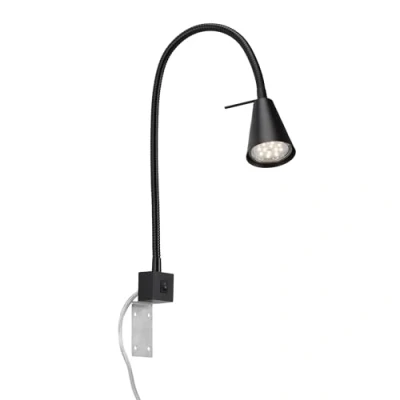 Afbeelding van Briloner Leuchten LED bedlamp, bedlamp flexibele arm, incl. aan/uit schakelaar, 4 watt. 400 lumen, 3.000 Kelvin, zwart, W