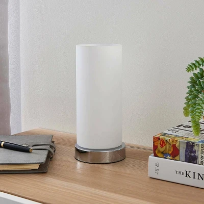 Afbeelding van Lindby tafellamp met touchdimmer 1licht Glas, metaal H: 24 cm E14 opaalwit