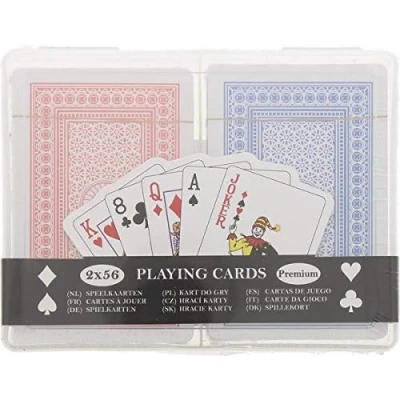 Afbeelding van Set van 2 luxe speelkaarten in praktische opbergdoos pokerkaarten stuks kaartspel