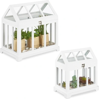 Afbeelding van Relaxdays mini kweekkas set van 2 kleine plantenkas binnen kas vensterbank