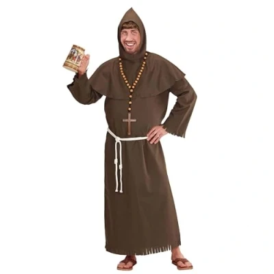 Afbeelding van Widmann Monnik &amp; Pater Priester Kostuum Luxe Trapist Man Bruin Medium Carnavalskleding Verkleedkleding