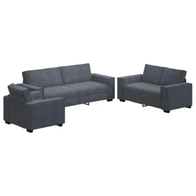 Afbeelding van vidaXL 3 delige Loungeset met kussens fluweel donkergrijs