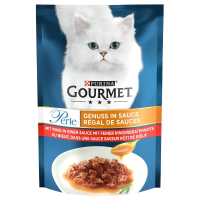 Afbeelding van 26x85g Rund in Saus Gourmet Perle Sauce Delight Kattenvoer