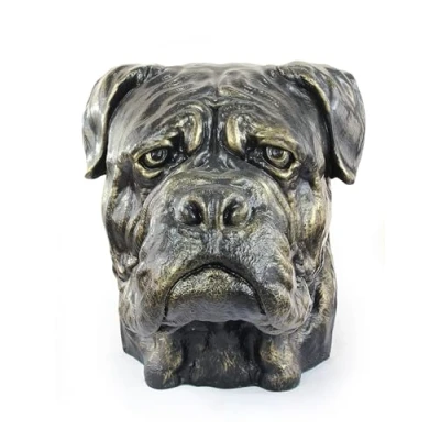 Afbeelding van Bullmastiff urn hond en tuinbeeld voor hondenas, grote hondenkop