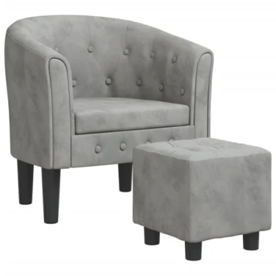Image de vidaXL Chaise cabriolet avec repose pied gris clair velours356449