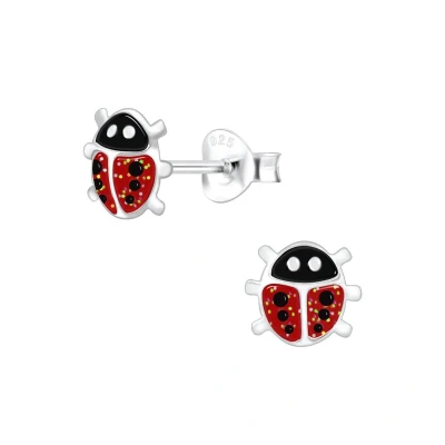 Afbeelding van Lieveheersbeestje zilveren kinderoorbellen lieveheersbeestjes oorbellen Meisje Zilver Zilverana Sterling 925 Silver