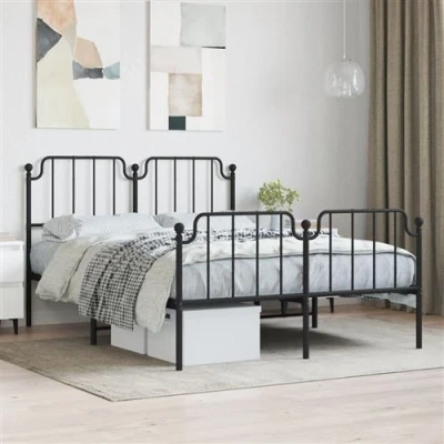 Afbeelding van Bedframe met hoofd en voeteneindemetaal zwart 140x200 cm