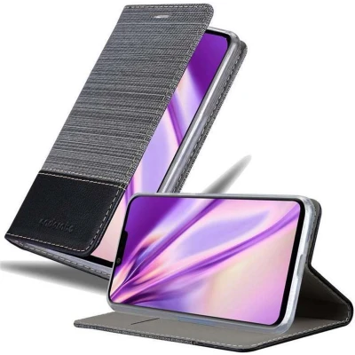 Afbeelding van Cadorabo Hoesje geschikt voor LG G8 in GRIJS ZWART Beschermhoes met magnetische sluiting, standfunctie en kaartvakje Book Case Cover Etui